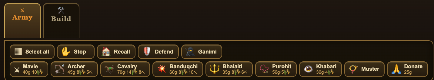 The Army command bar